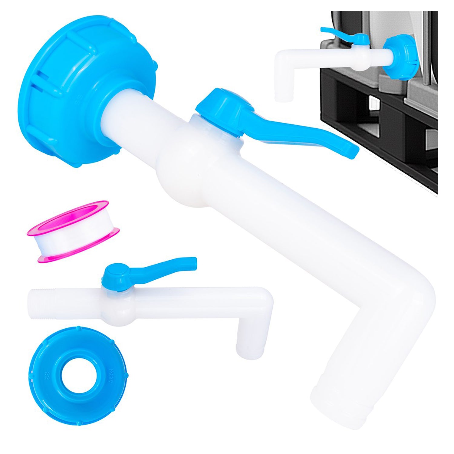 ROBINET CU FURTUN 25 MM LA 90° PENTRU REZERVOARE MAUSER