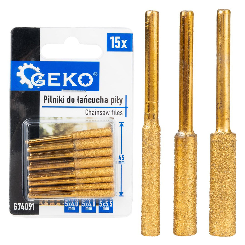 Set pile pentru ascutit lant fierastrau 15 piese Geko