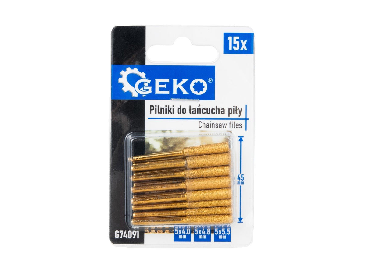 Set pile pentru ascutit lant fierastrau 15 piese Geko