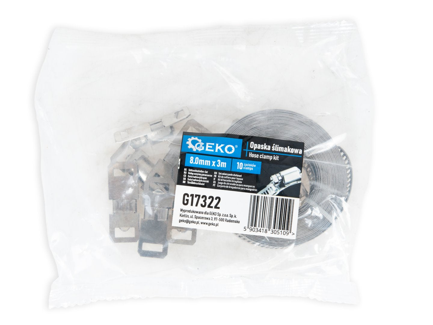 SET 10 COLIERE FURTUN CU BANDA METALICA 8MM X 3M GEKO