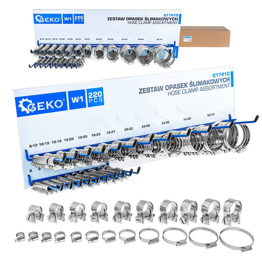 Set 220 coliere metalice pentru furtun si conducte, cu suport de perete