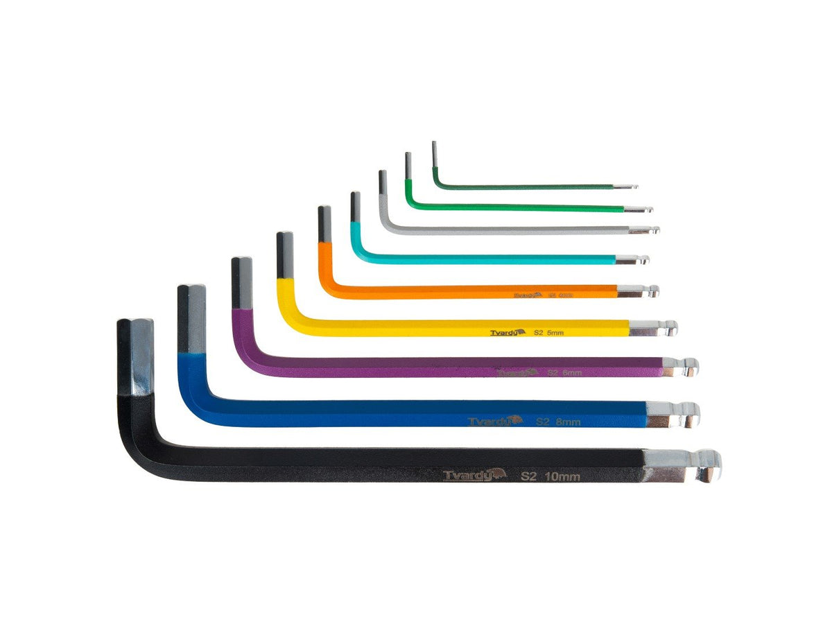 Set 9 chei imbus scurte colorate tip L cu bila 1.5-10mm