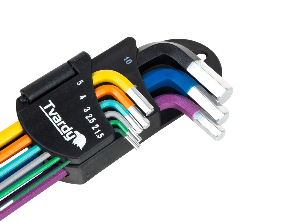 Set 9 chei imbus scurte colorate tip L cu bila 1.5-10mm