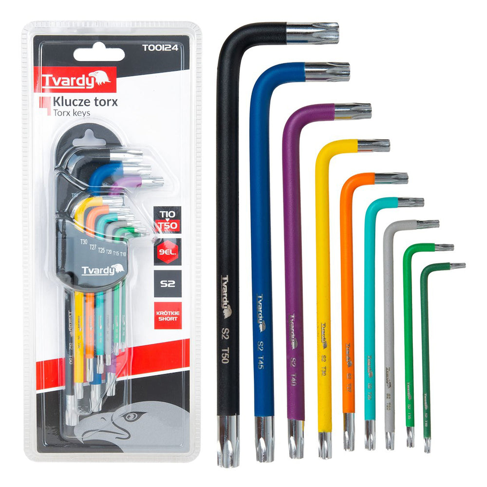 Set 9 chei TORX scurte tip L colorate T10-T50 TVARDY