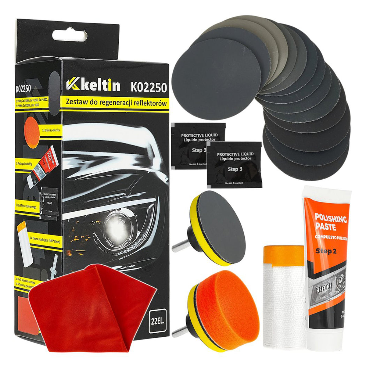 Kit restaurare faruri auto lustruire polisat 22 piese Keltin