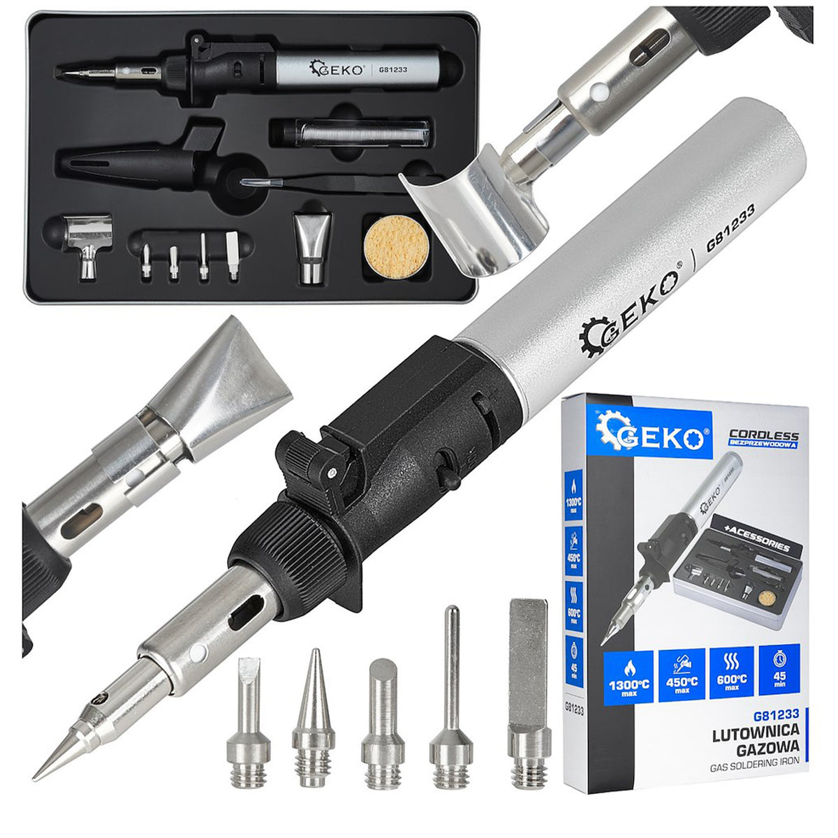 Ciocan de lipit cu gaz si accesorii Geko