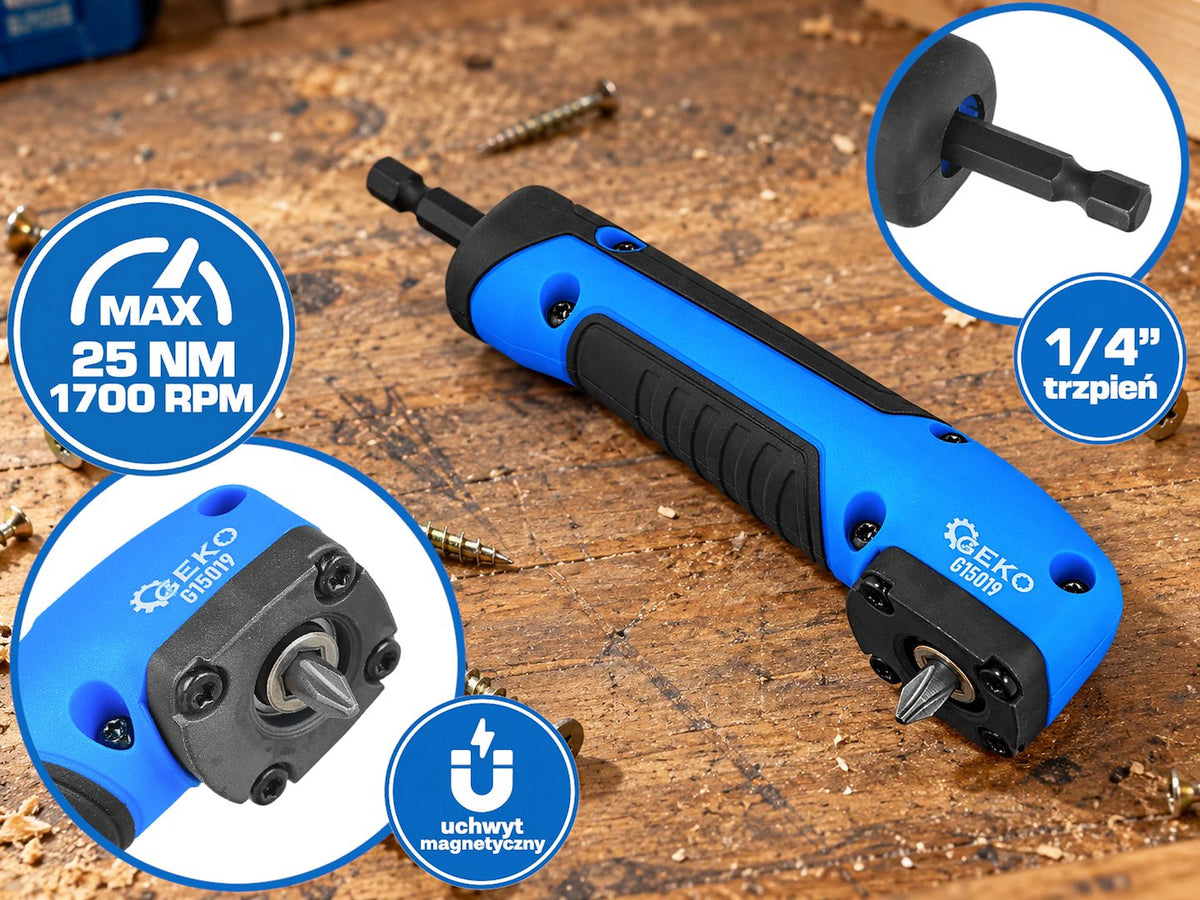Adaptor unghiular pentru biti 1/4'' 150mm 25Nm Geko