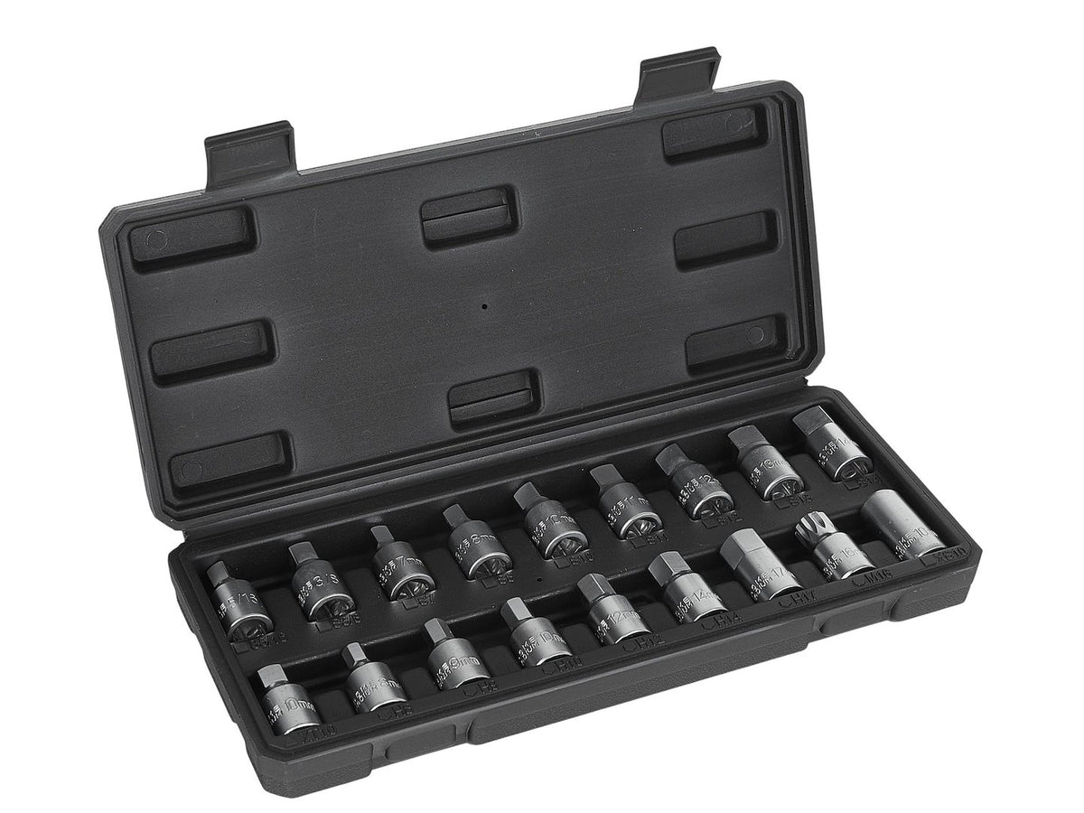 Trusa chei pentru buson baie de ulei 3/8'' 18 piese Geko