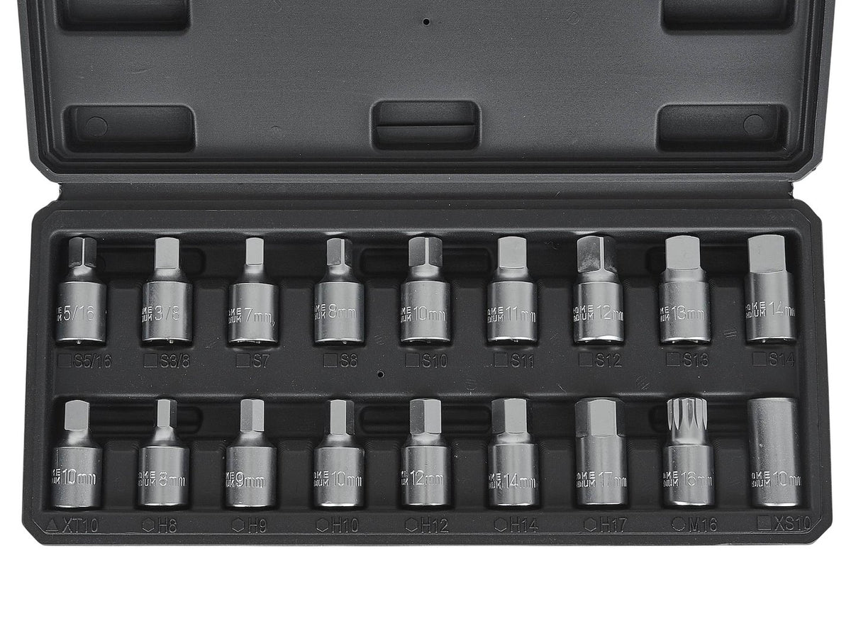 Trusa chei pentru buson baie de ulei 3/8'' 18 piese Geko