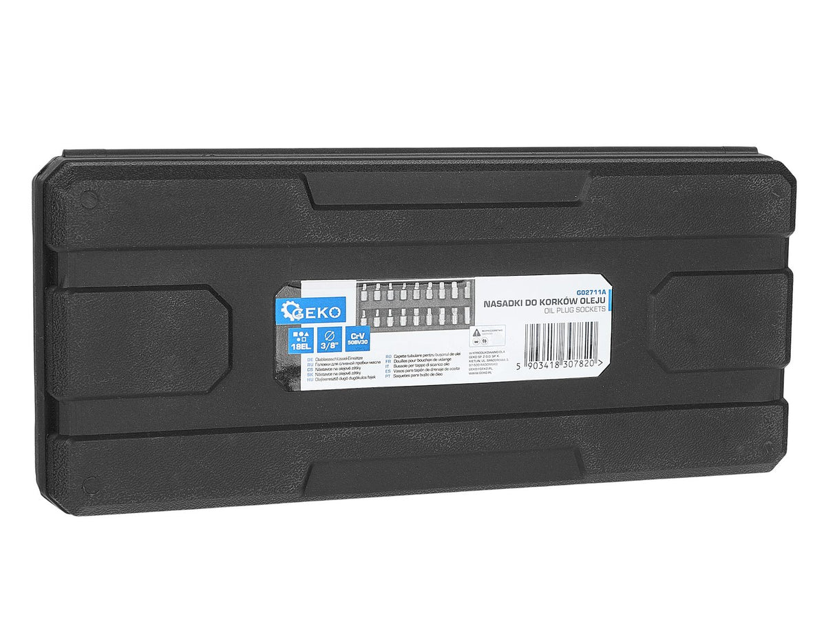 Trusa chei pentru buson baie de ulei 3/8'' 18 piese Geko