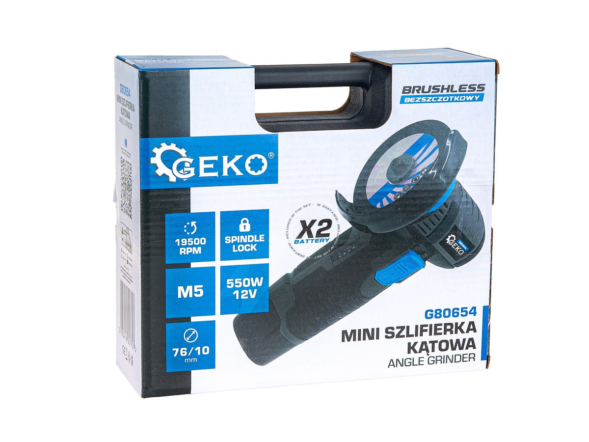 Mini polizor unghiular 76mm 12v cu 2 acumulatori Geko