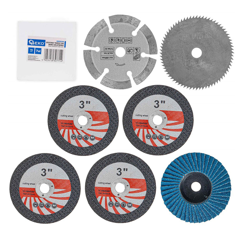 Set discuri pentru mini polizor unghiular 76 mm 7 piese Geko