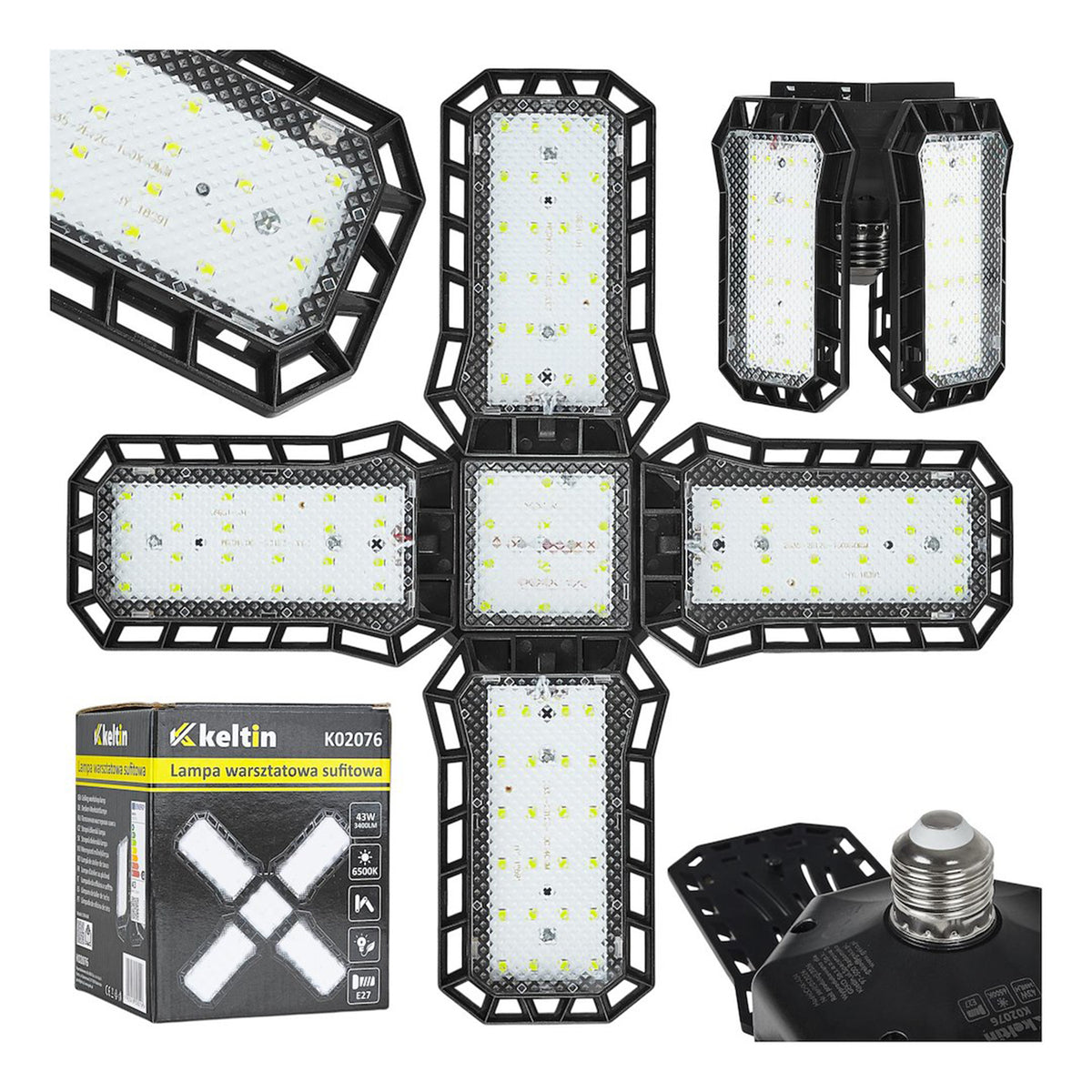 Lampa LED pliabila e27 43w 3400lm 6500k Keltin
