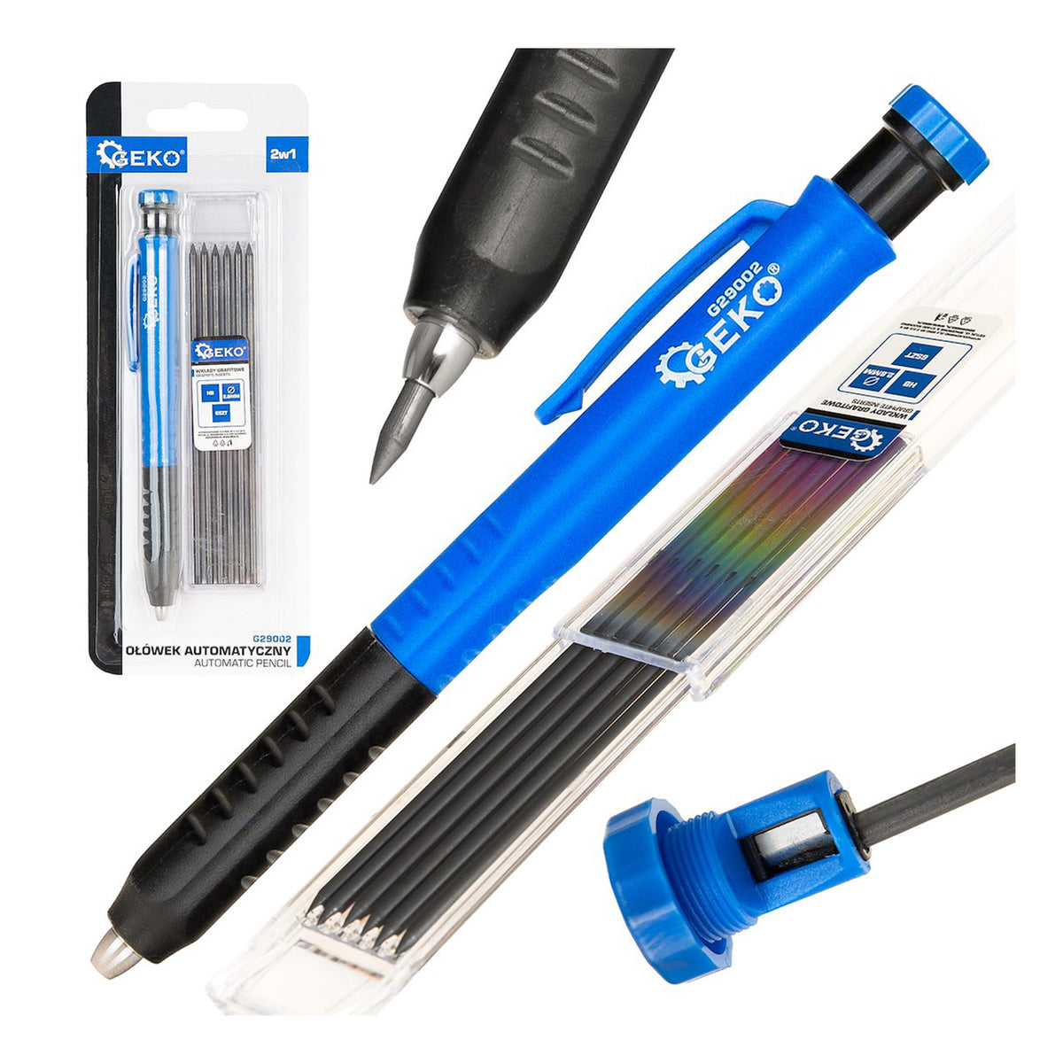 Creion mecanic 2 in 1 cu 6 rezerve Geko