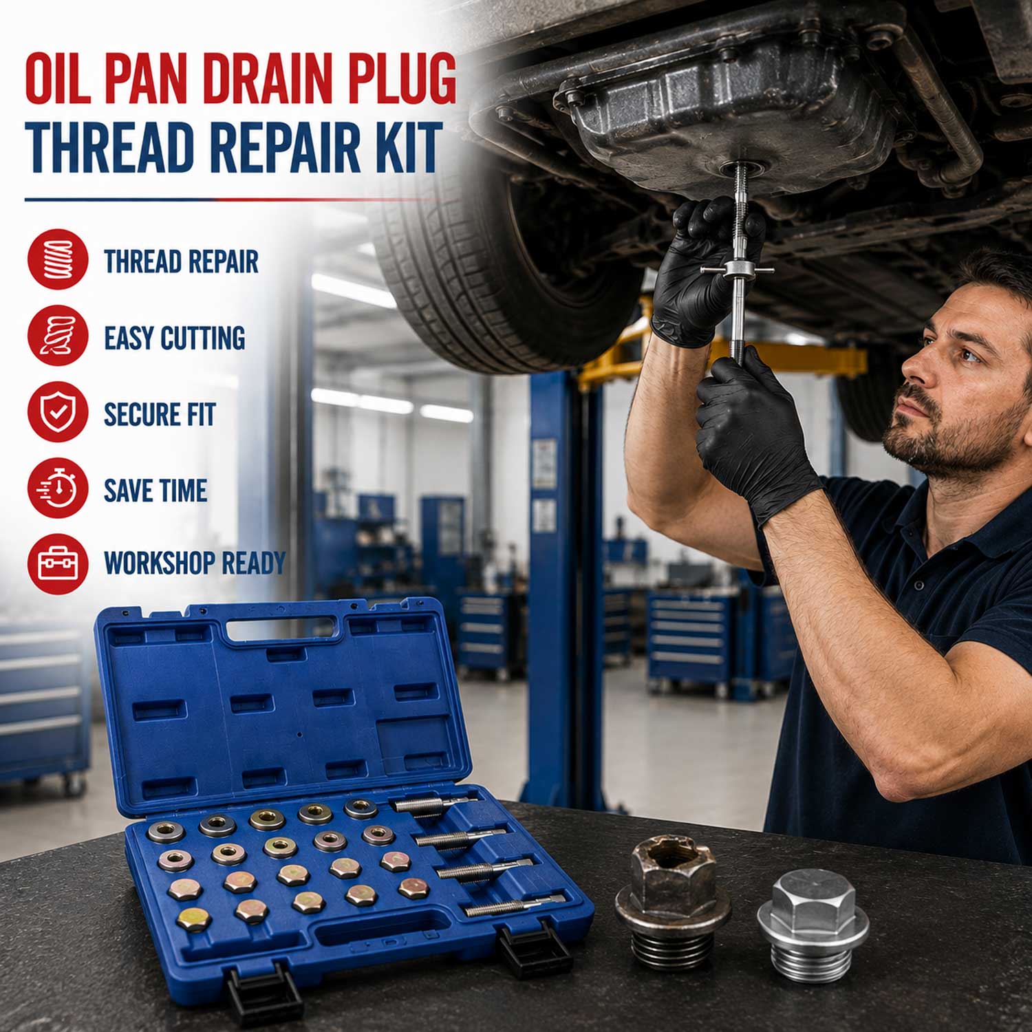 Trusa de reparat rectificat inlocuit filete buson baie de ulei m13-m15-m17-m20 GEBO TOOLS