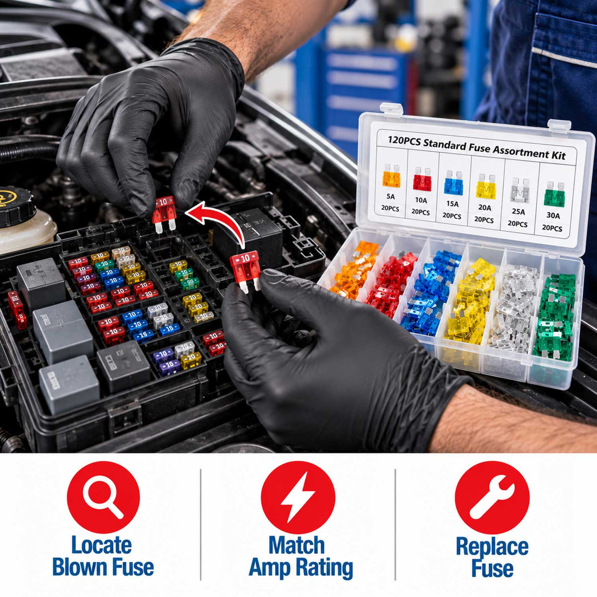 Set sigurante auto 5-30 amp 120 buc GEBO TOOLS