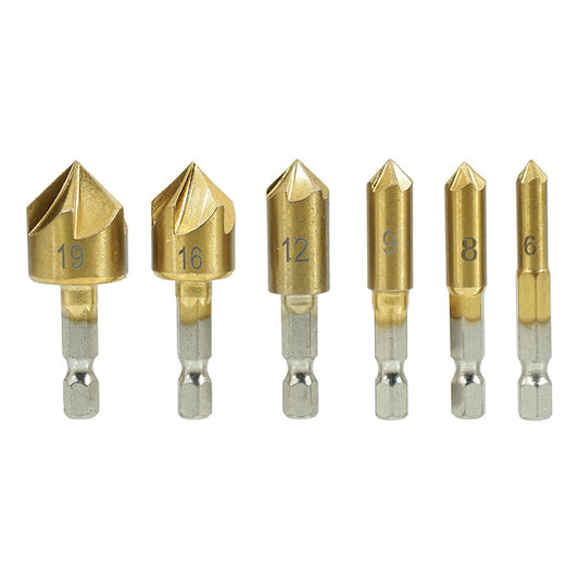 SET 6 FREZE CONICE TESITOARE HEX 6-19MM CU ACOPERIRE TITAN PENTRU LEMN - VERKE