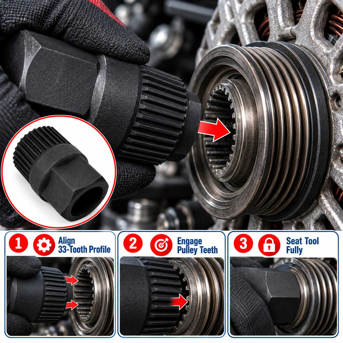 Cheie fulie alternator 33 dinti GEBO TOOLS