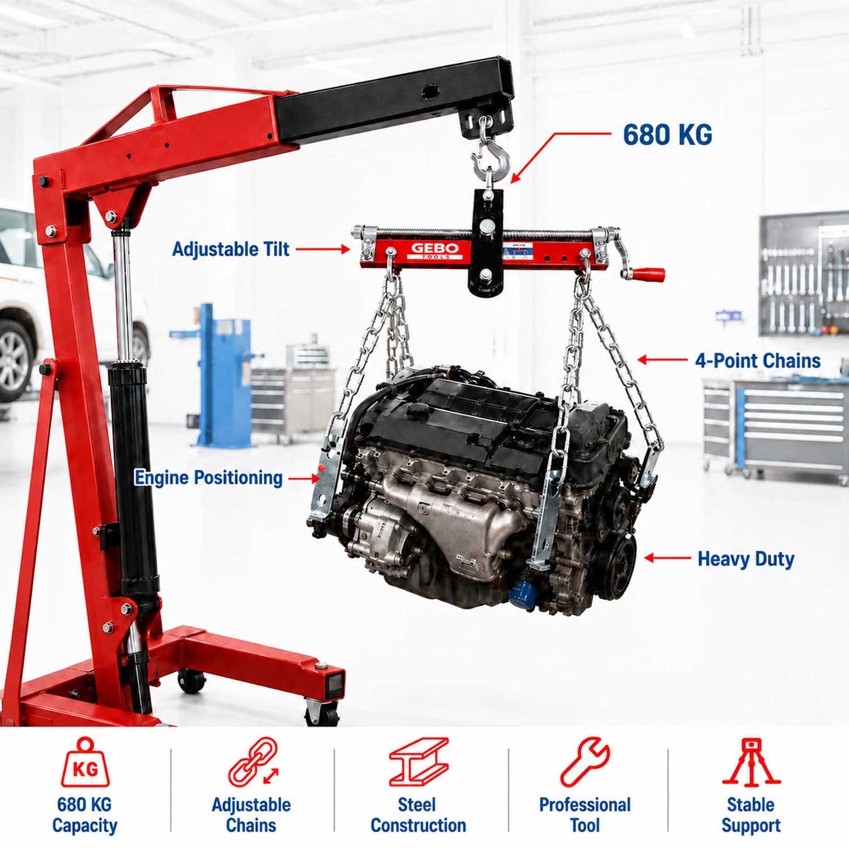 Suport echilibrat motor 680 kg GEBO TOOLS