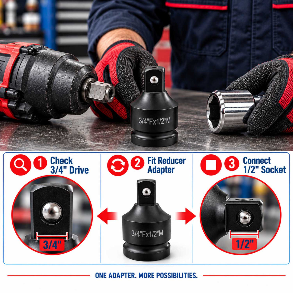 Adaptor reductor de impact 3/4  1/2 GEBO TOOLS