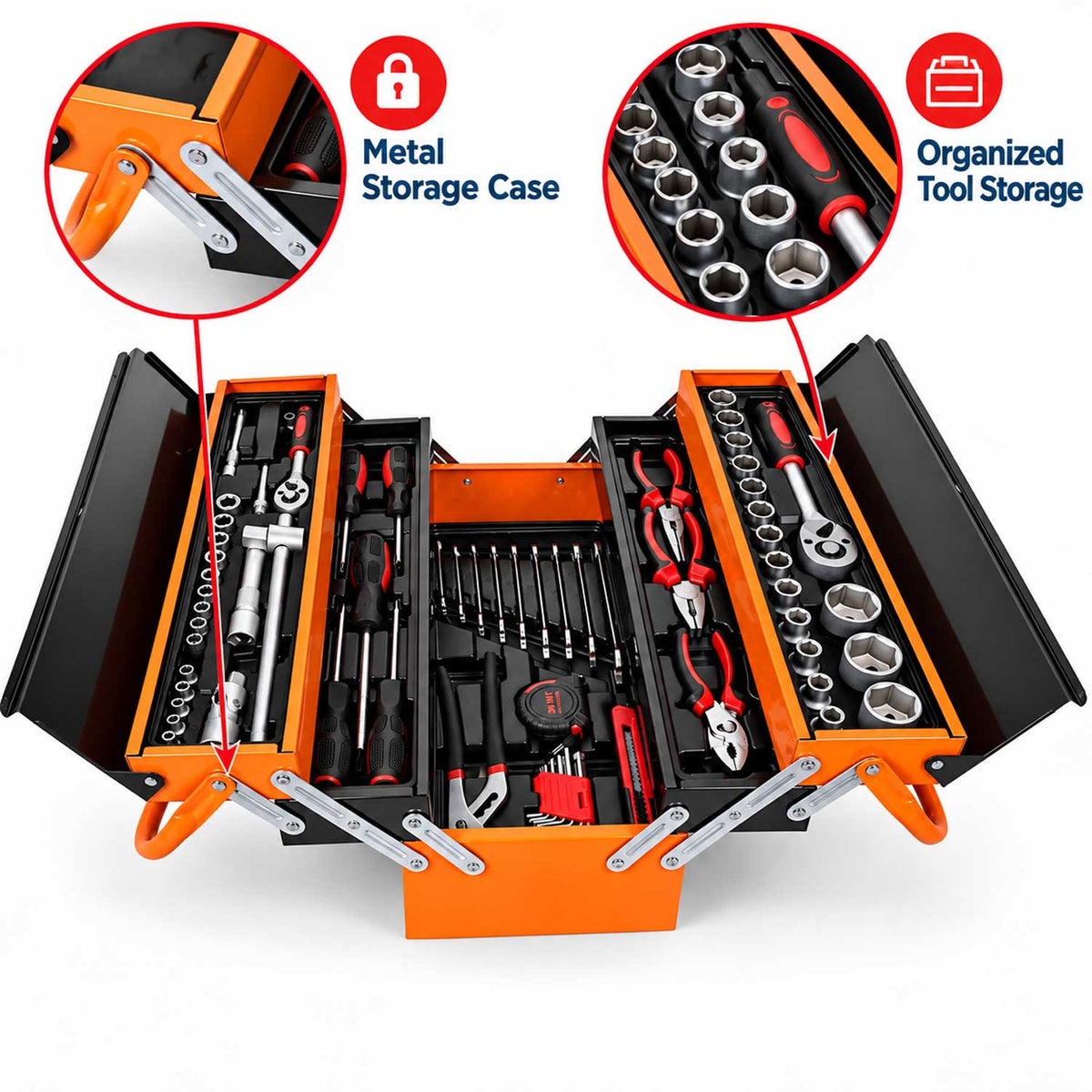 Trusa de scule metalica echipata cu 85 piese GEBO TOOLS