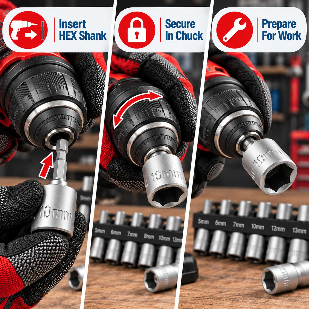 Set tubulare cu prindere in mandrina bormasina 5-13mm GEBO TOOLS
