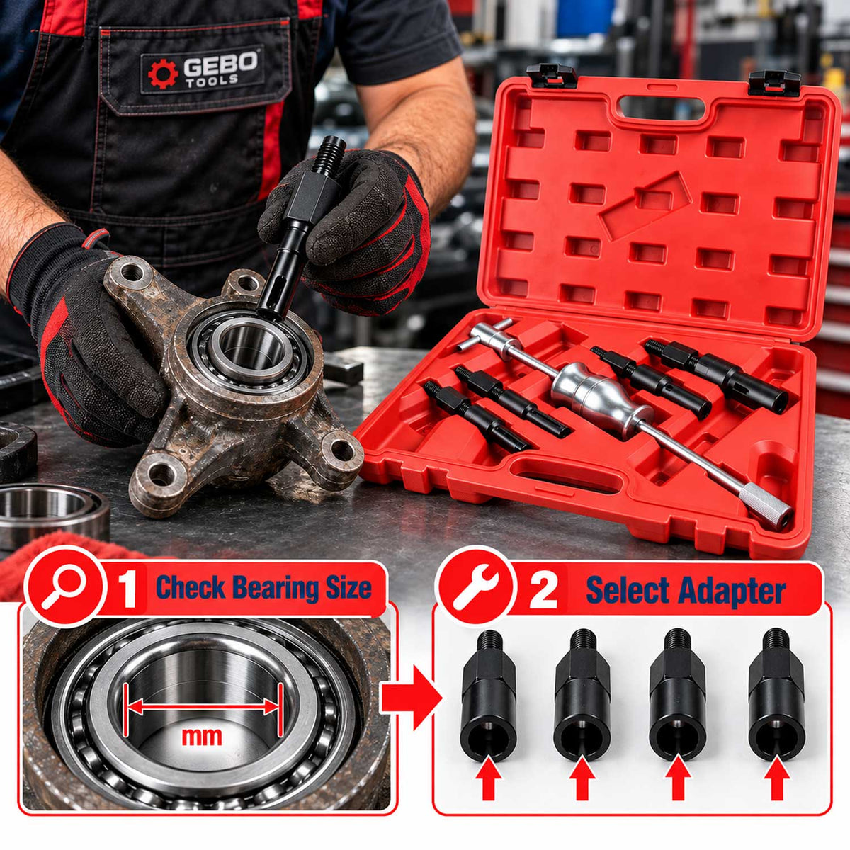 Extractor presa rulmenti si bucsi cu prindere interioara 10-32 mm GEBO TOOLS