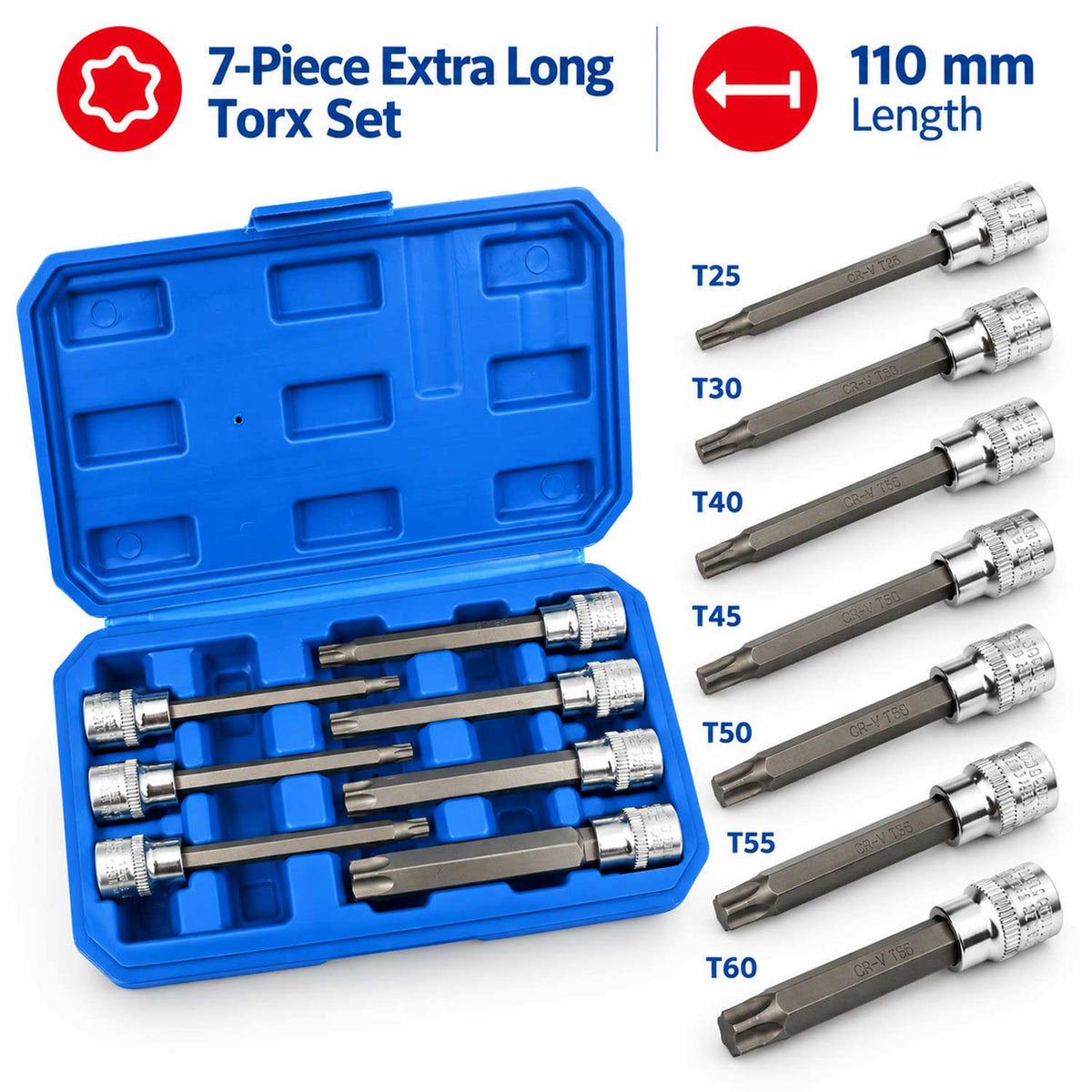 Trusa biti TORX extra lungi 3/8 7 piese GEBO TOOLS
