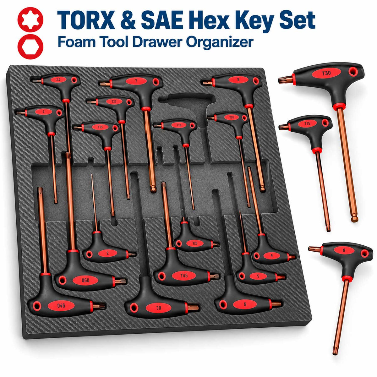 Modul dulap TORX imbus in inch cu maner t 18 piese GEBO TOOLS