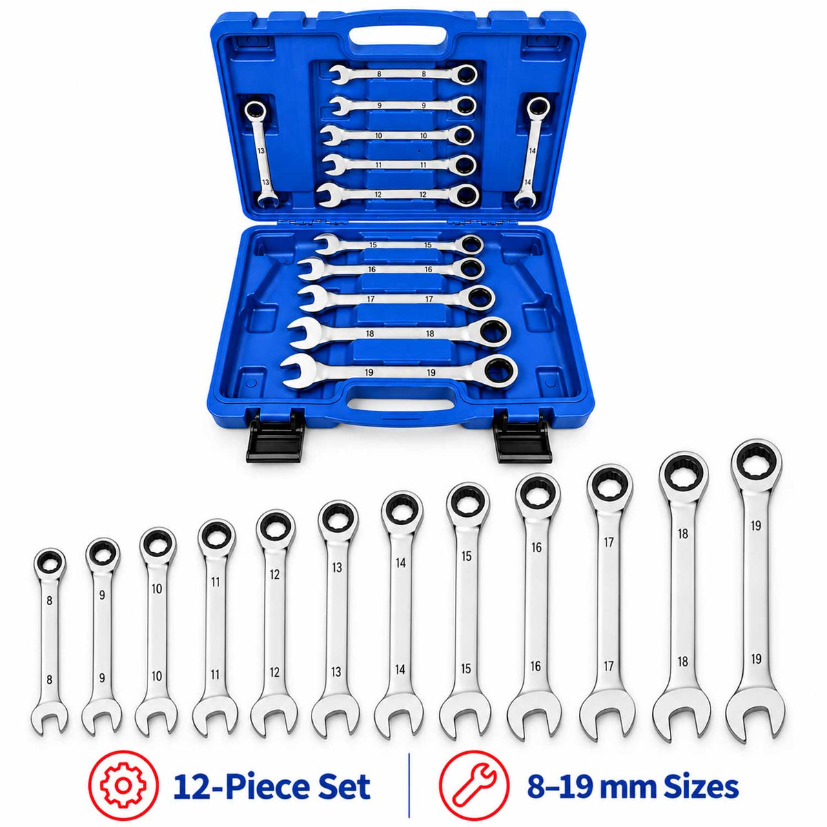 Trusa chei combinate cu clichet 8-19mm 12 piese GEBO TOOLS