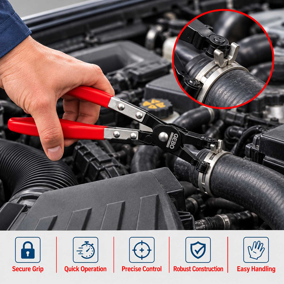 Cleste pentru coliere elastice 210mm GEBO TOOLS