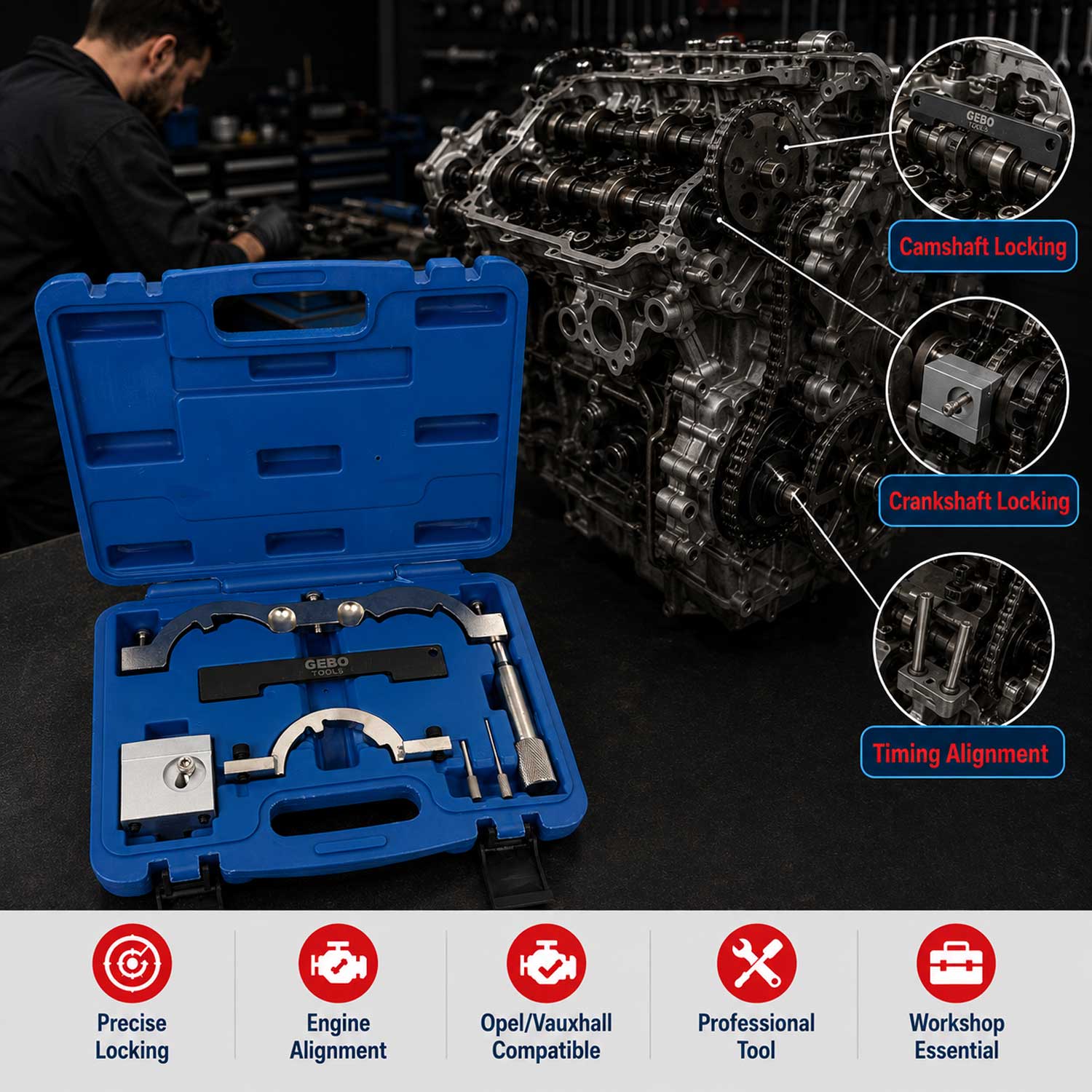 Trusa fixare distributie OPEL VAUXHALL 1.0 1.2 1.4 GEBO TOOLS