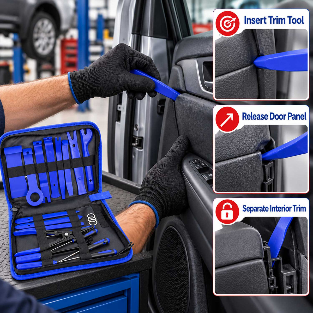 Trusa demontat radio si tapiterii cleme auto 23 piese GEBO TOOLS