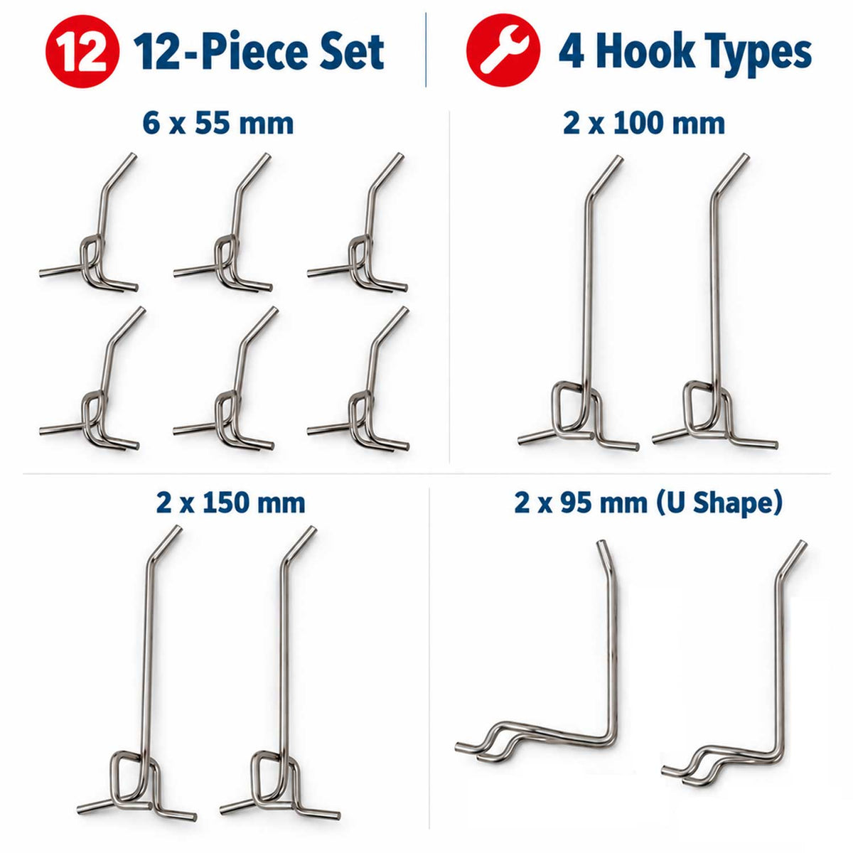 Set 12 buc cleme carlige suport scule pentru panou organizator GEBO TOOLS