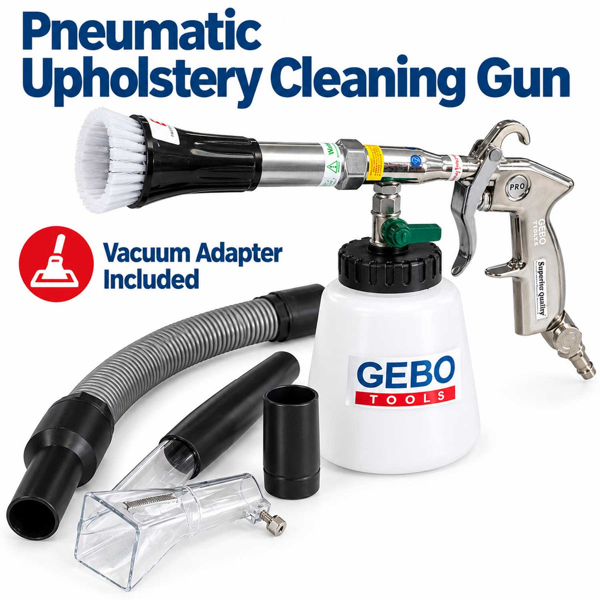 Pistol pneumatic pt spalat tapiterii TORNADOR cu adaptor vacuum GEBO TOOLS
