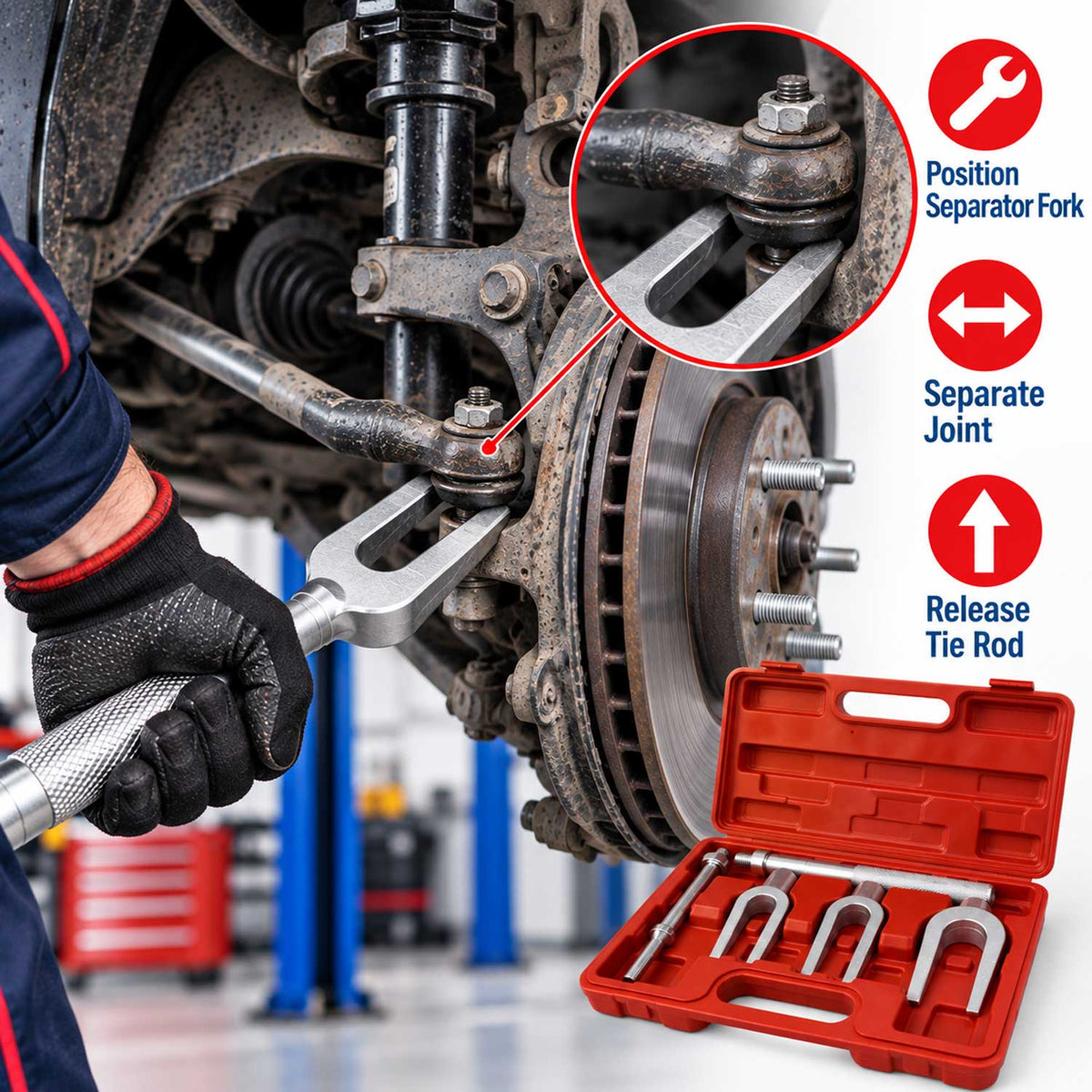 Trusa leviere furca pt extras rotule pivoti si capete de bara GEBO TOOLS