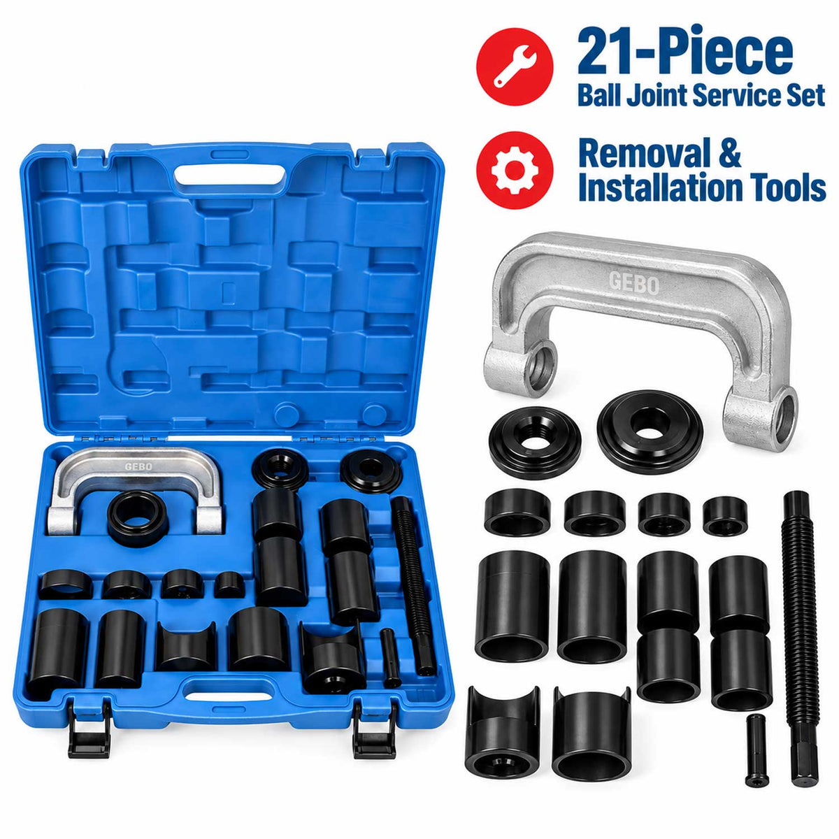 Presa bucsi pivoti si capete de bara 21 buc GEBO TOOLS
