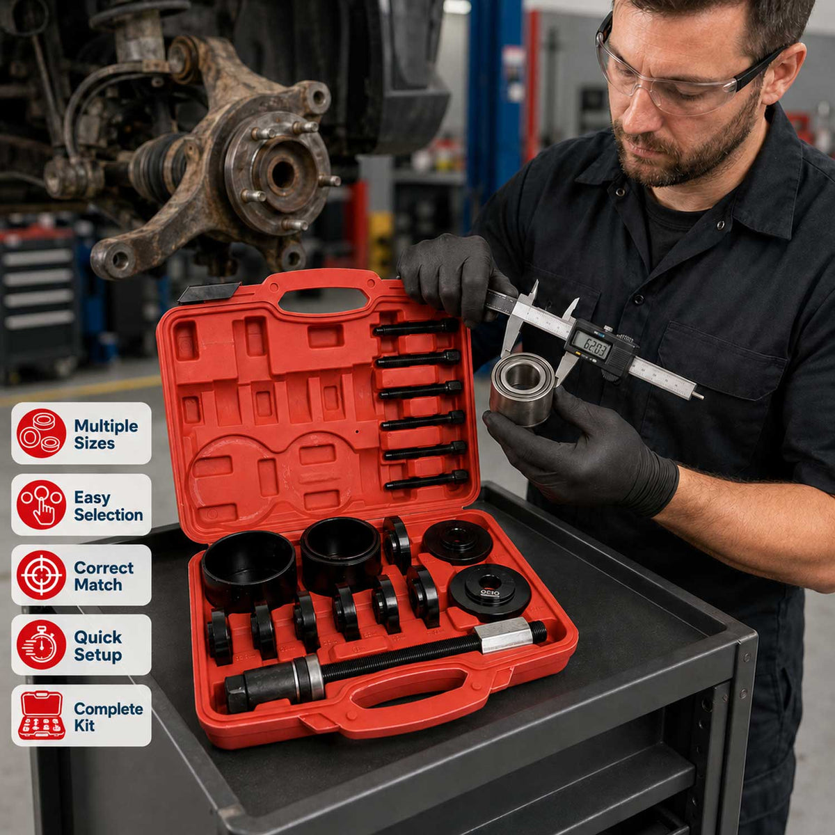 Trusa presa extractor montat rulmenti si bucsi 55-91mm GEBO TOOLS