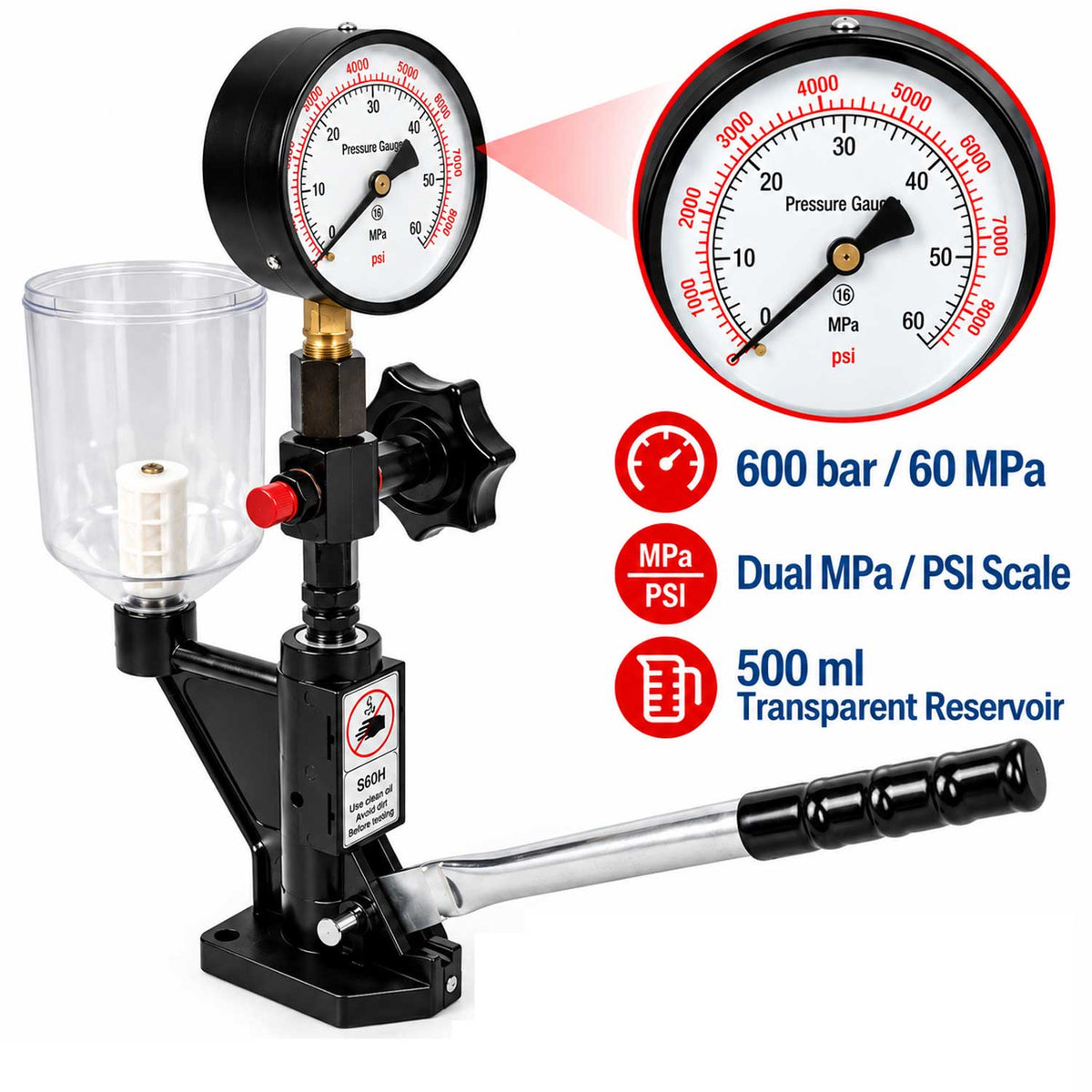 Tester pentru verificare presiune injectoare motorina 600 bar GEBO TOOLS