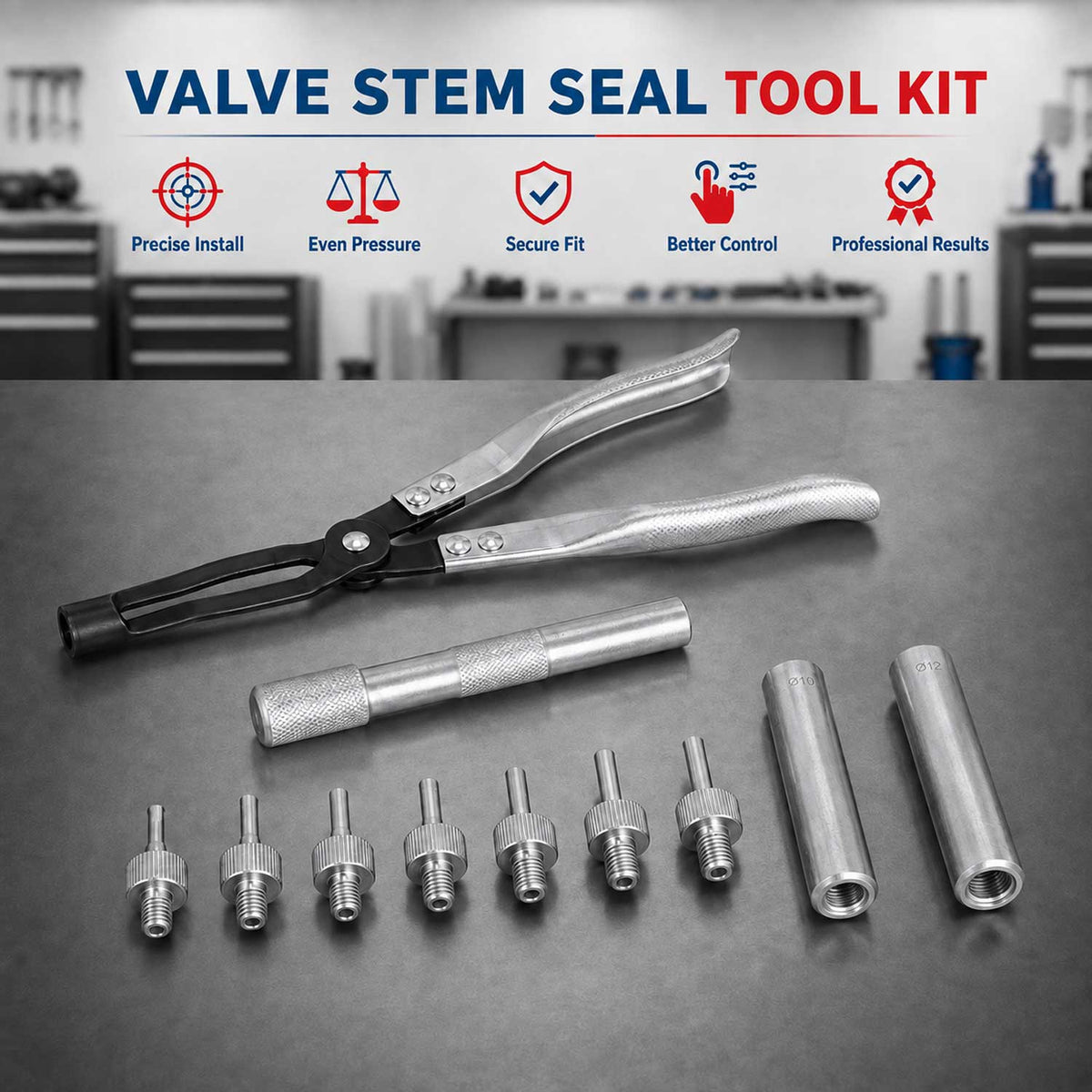 Trusa montat demontat simeringuri supape 11 piese GEBO TOOLS
