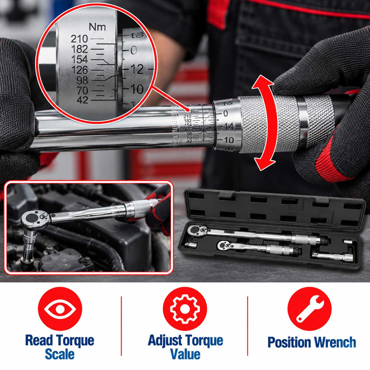Set chei dinamometrice de la 2 - 210NM GEBO TOOLS
