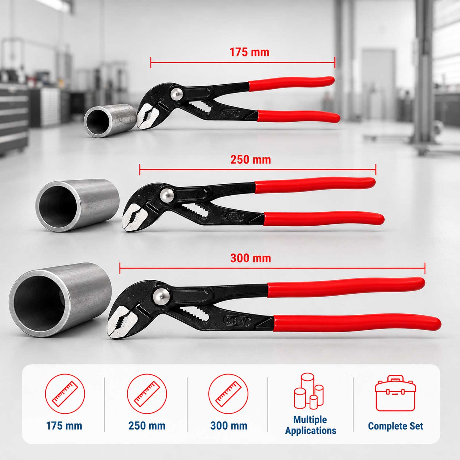 Set 3 clesti papagal reglabili pentru tevi GEBO TOOLS