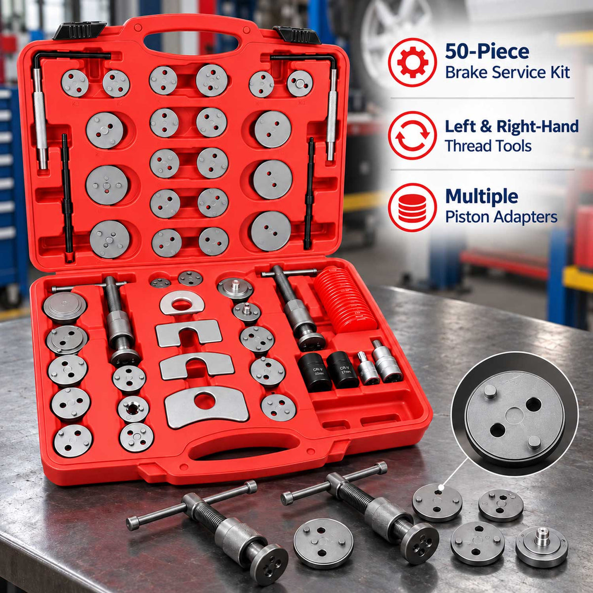 Trusa presa etriere pentru pistoane de frana 50 piese GEBO TOOLS