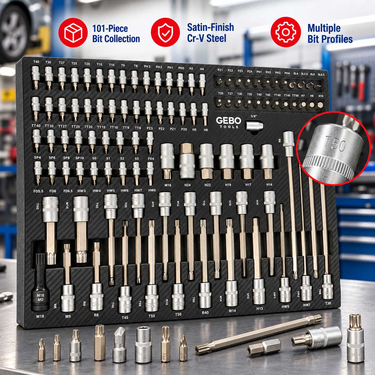 Modul dulap biti 101 piese GEBO TOOLS