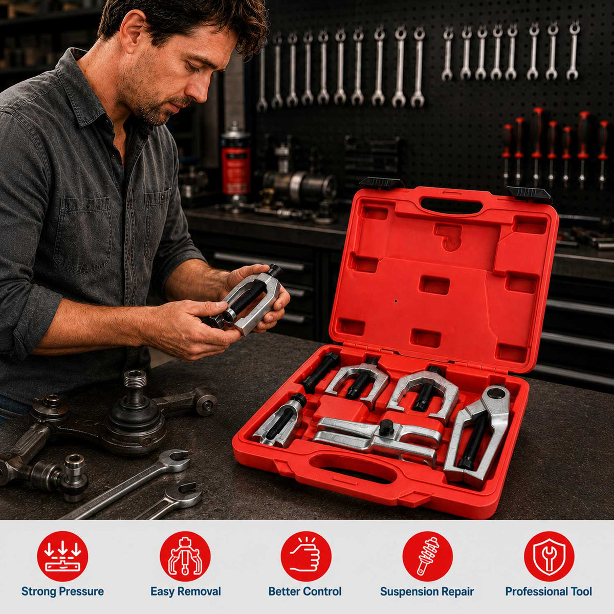 Trusa prese extractoare pivoti rotule capete de bara GEBO TOOLS