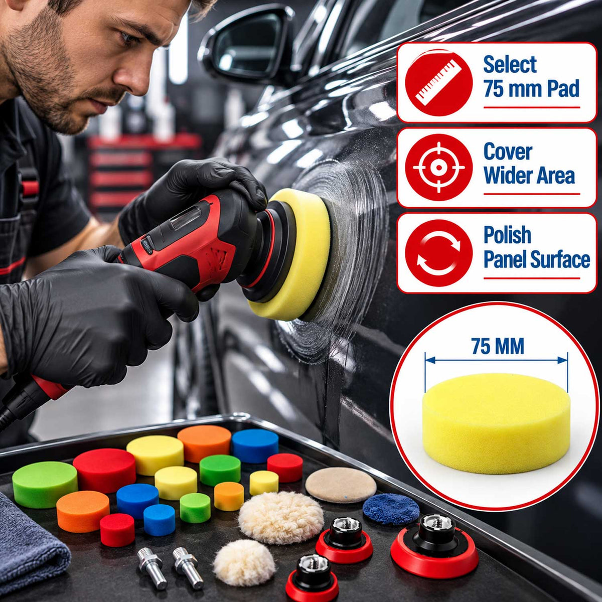 Set 29 buc bureti rezerve pentru lustruit si polisat 25-50-75 mm GEBO TOOLS