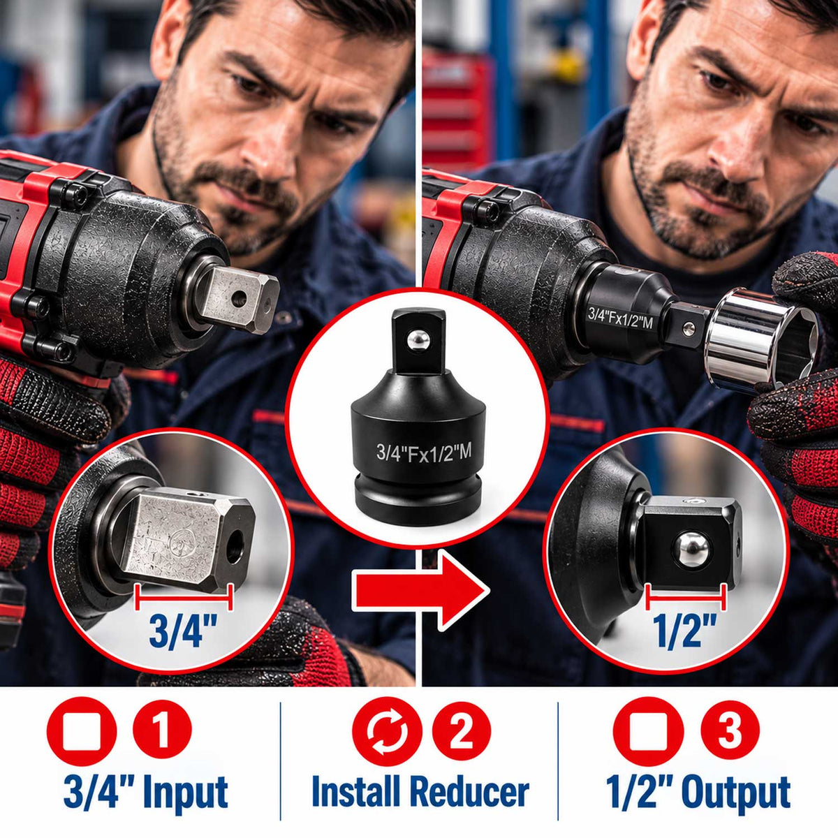 Adaptor reductor de impact 3/4  1/2 GEBO TOOLS