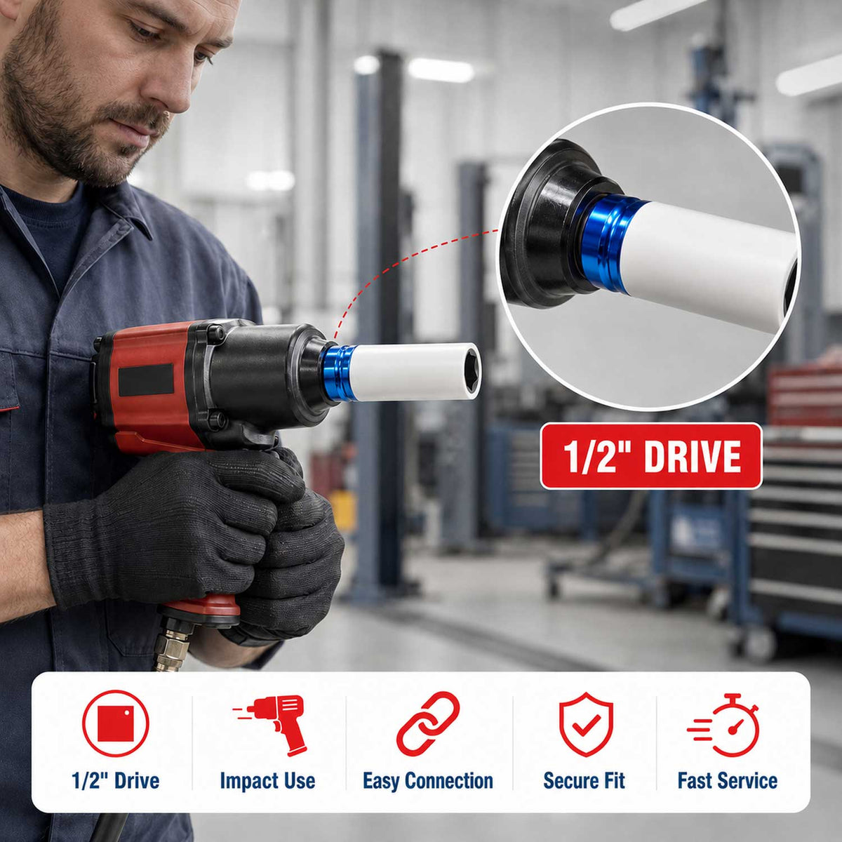 Set 4 tubulare cu protectie pentru jante aliaj 1/2 17-22mm GEBO TOOLS
