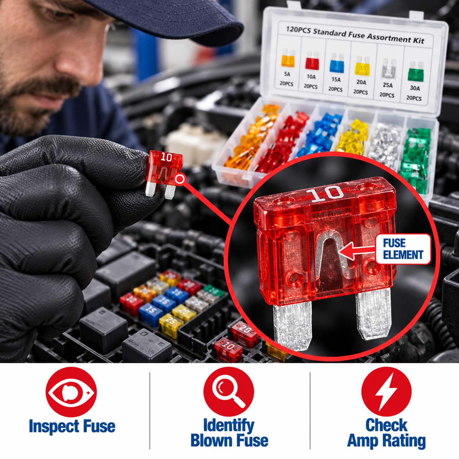 Set sigurante auto 5-30 amp 120 buc GEBO TOOLS
