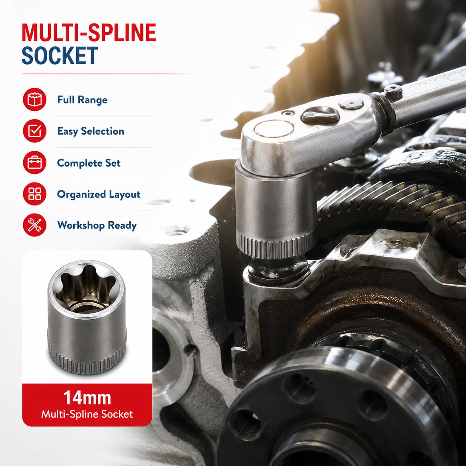 Set tubulare profil e e4-e24 1/4 3/8 1/2 14 piese GEBO TOOLS